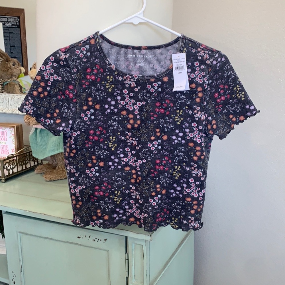 AE Floral Waffle Baby Tee NWT